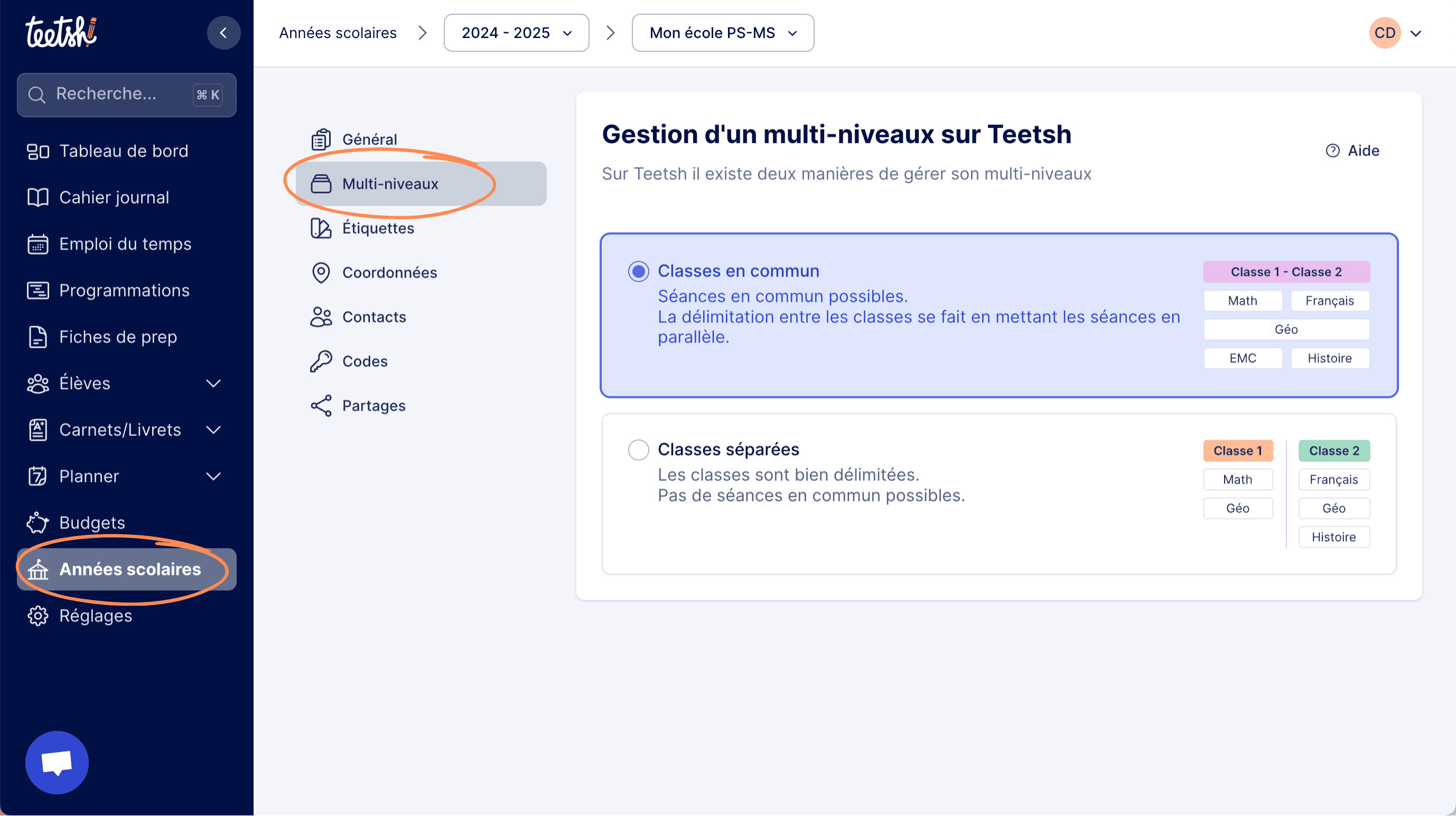Aperçu Multiniveau : Changer de configuration