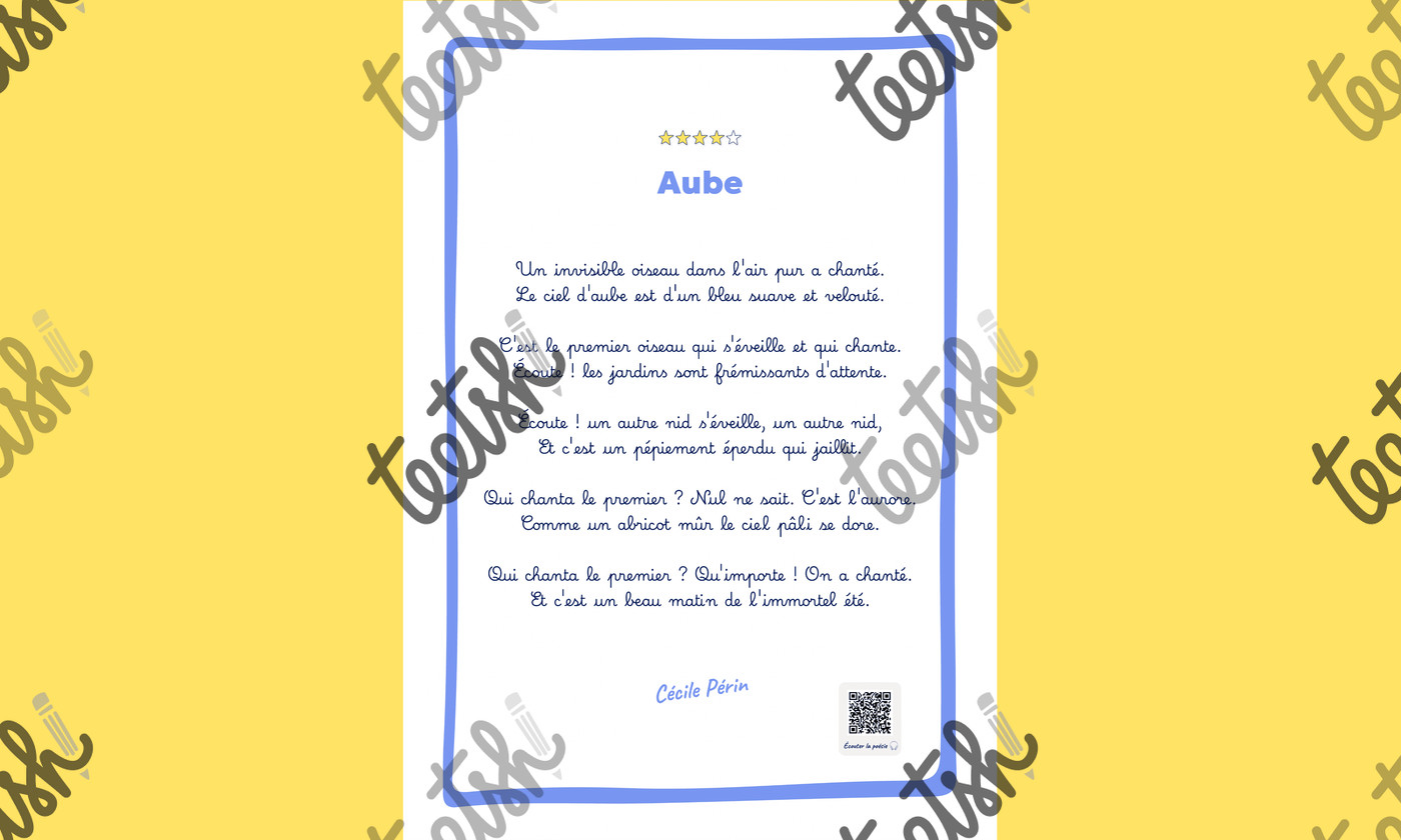 Aperçu Poésies Teetsh Été Cycle 2 Cycle 3 - Fiche 4