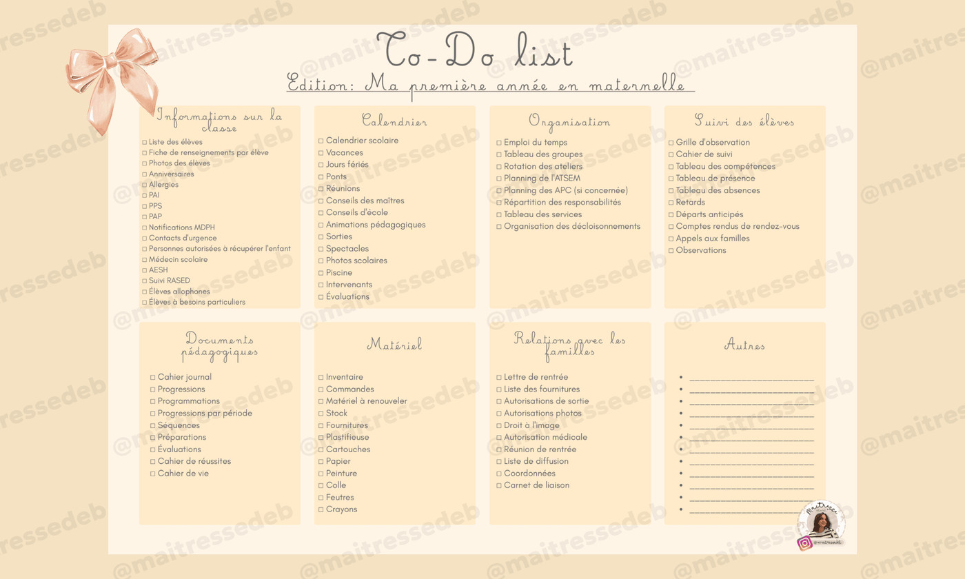 Aperçu To do list Ma première année en maternelle Maitresse Déb x Teetsh - Image 2