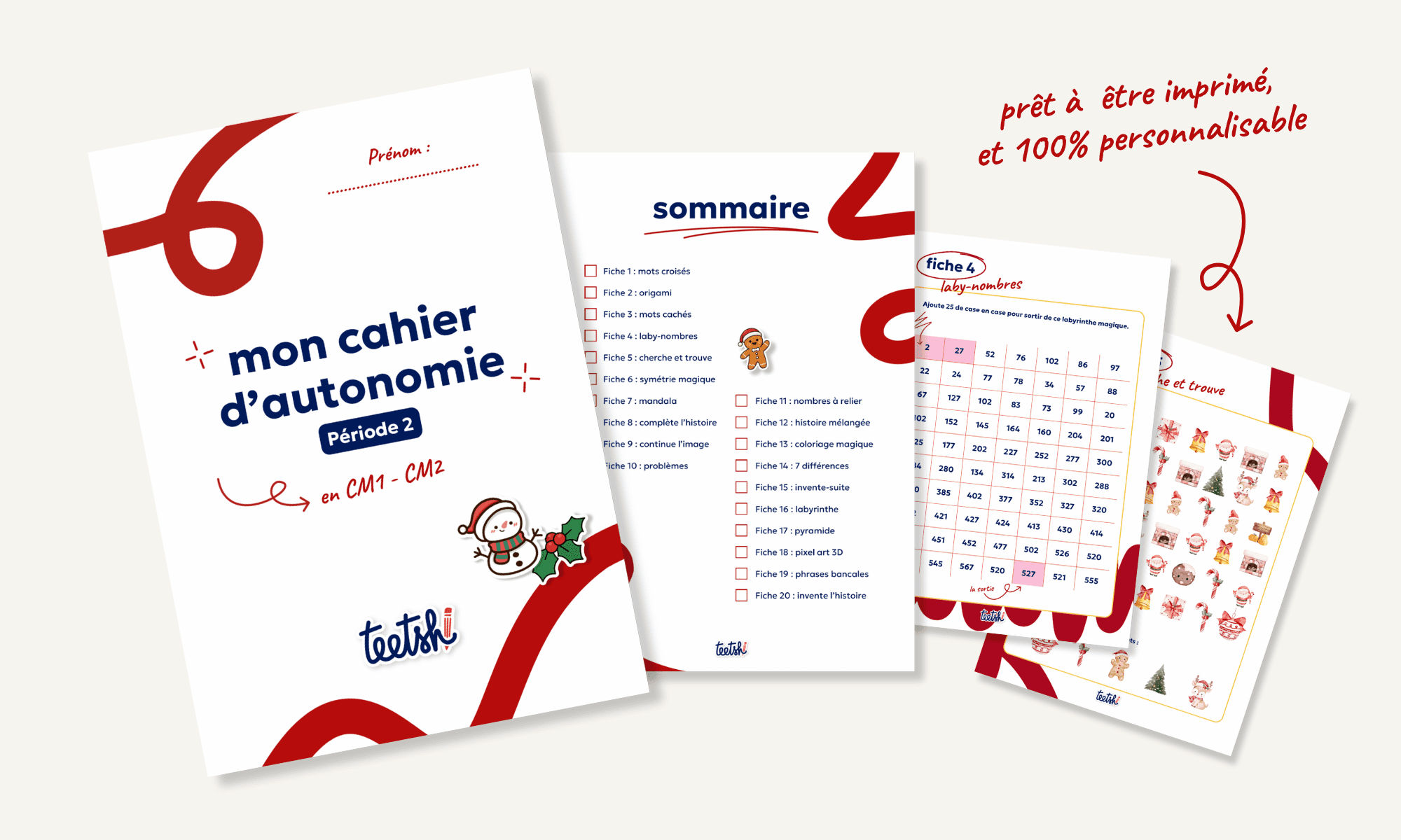 Aperçu Cahier Autonomie Teetsh CM1-CM2 Période 2 spécial Fêtes